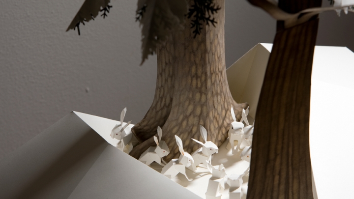 Glenfiddich-Artists in Residence-Kaiser-book-II-myxomatosis-round-table-detail--cut-paper-004